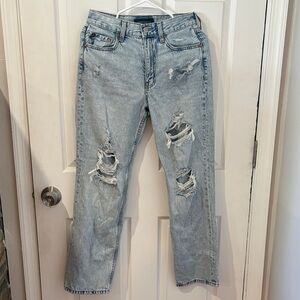 Aeropostale Distressed Light Blue Jeans High Rise Baggy 2 Short